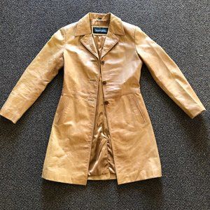 Whet Blu Mid-Thigh Camel Leather Jacket XS